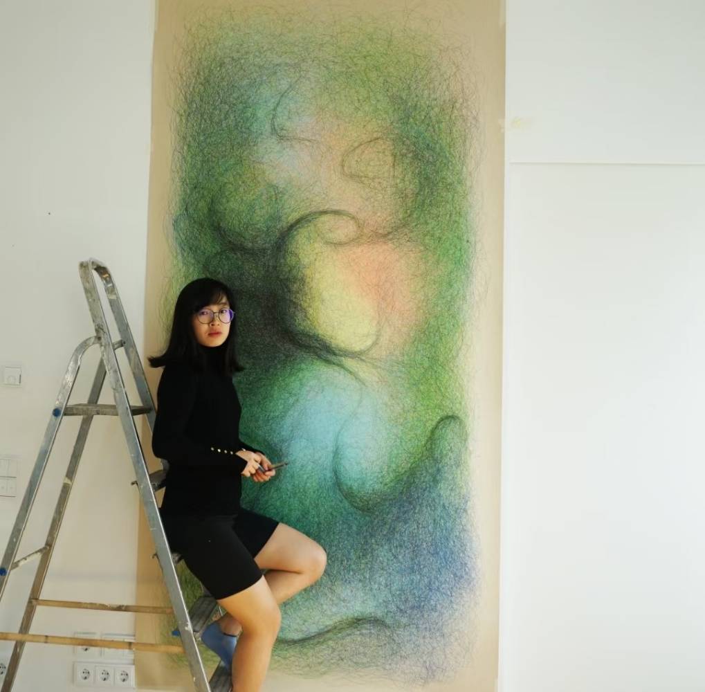 green drawing - abstract - growing - liu yuehui