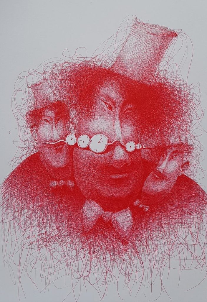 Red Faces 2 - Liu Yuehui - ballpoint pen artist