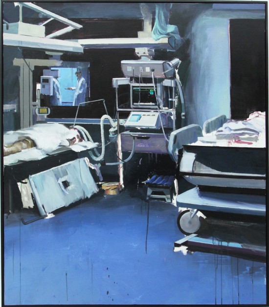 hospital painting - equipment - blue - monitors - sickness