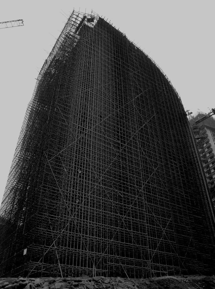 black & white photography - construction work - building