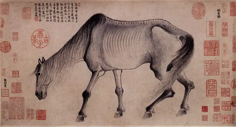 Emaciated Horse - Gong-Cai - Chinese Horse Paintings